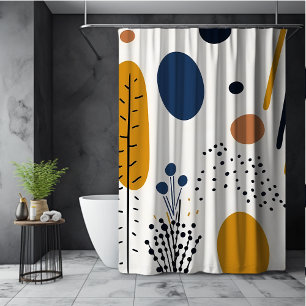 Simple Boho Orange Beige Colourful Abstract Shower Curtain