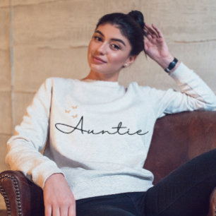 Simple Boho Orange Butterflies Auntie Calligraphy  Sweatshirt