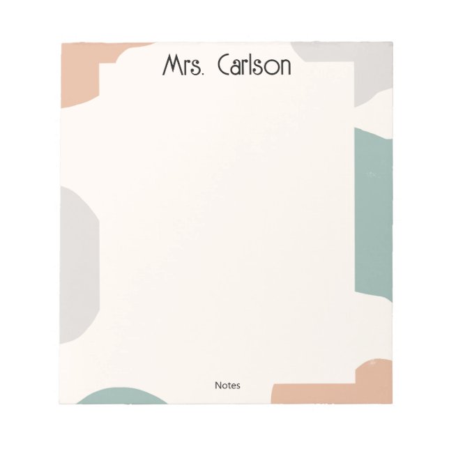 Simple Boho Pastel Colors Teacher Notepad (Front)