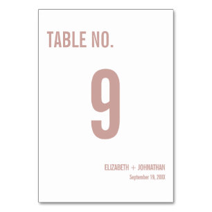 Simple Boho Rose Typography Wedding Table Number