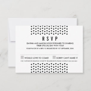 SIMPLE BOHO RSVP modern triangle pattern black Card