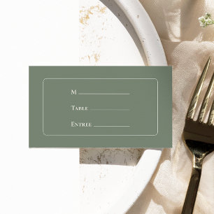 Simple Boho Sage Green Wedding Entree Choice Flat Place Card