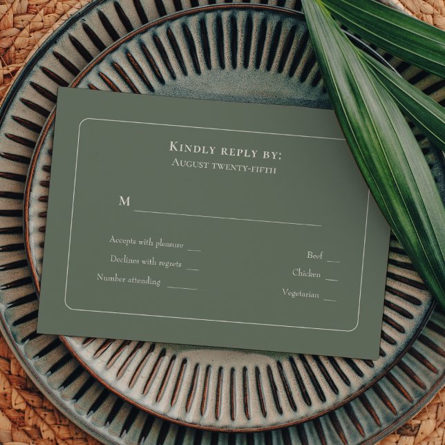 Simple Boho Sage Green Wedding Menu Choice RSVP (Creator Uploaded)
