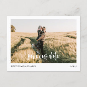 Simple Boho Save Our Date Photo Postcard 