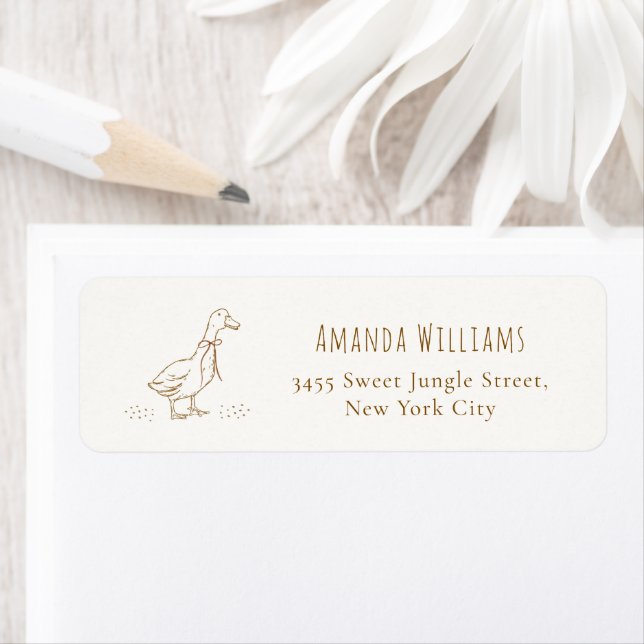 Simple Boho Silly Goose Baby Shower Return Address Label (Insitu)