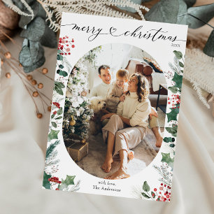 Simple Boho Single Photo Merry Christmas Card