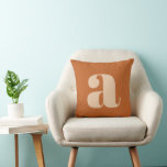Simple Boho Terracotta Bold Retro Monogram Initial Cushion<br><div class="desc">Simple Boho Terracotta Bold Retro Monogram Initial Throw Pillow</div>