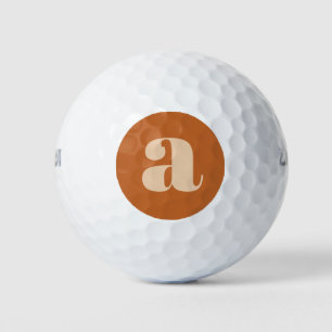 Simple Boho Terracotta Bold Retro Monogram Initial Golf Balls