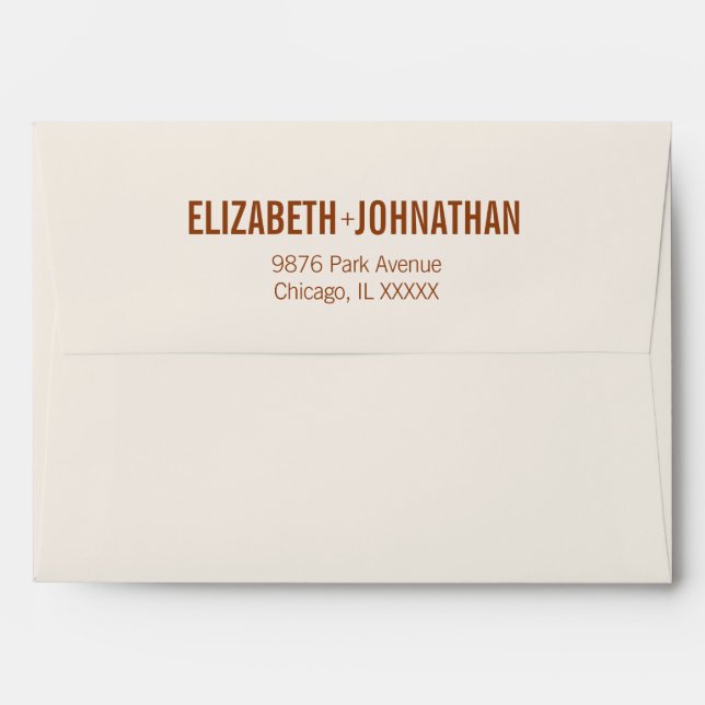 Simple Boho Terracotta Typography 5x7 Invitation Envelope (Back (Top Flap))