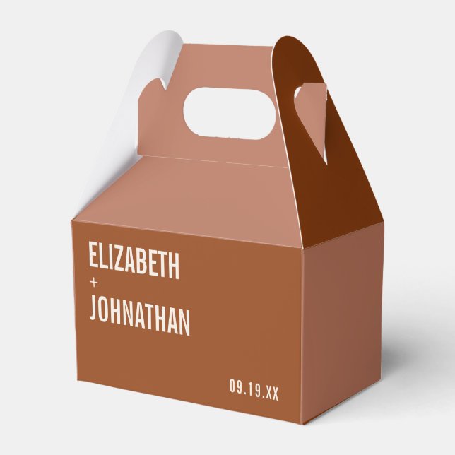 Simple Boho Terracotta Typography Wedding Favour Box (Front Side)