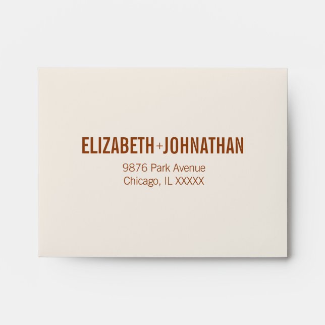Simple Boho Terracotta Typography Wedding RSVP Envelope (Front)