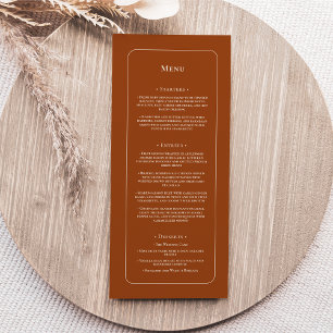Simple Boho Terracotta Wedding Flat Menu