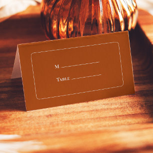Simple Boho Terracotta Wedding Folded Place Card