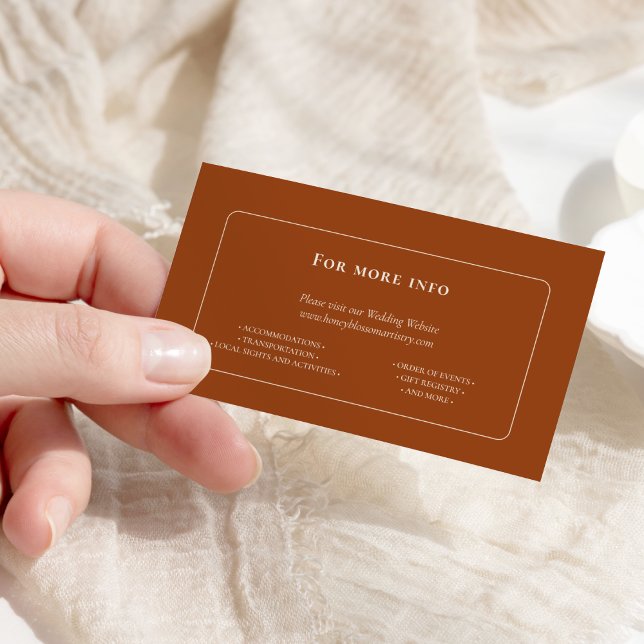 Simple Boho Terracotta Wedding Website Enclosure Card (Creator Uploaded)