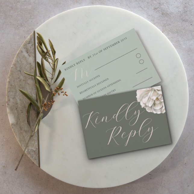Simple Boho Tropical Sage Green Floral RSVP (Creator Uploaded)