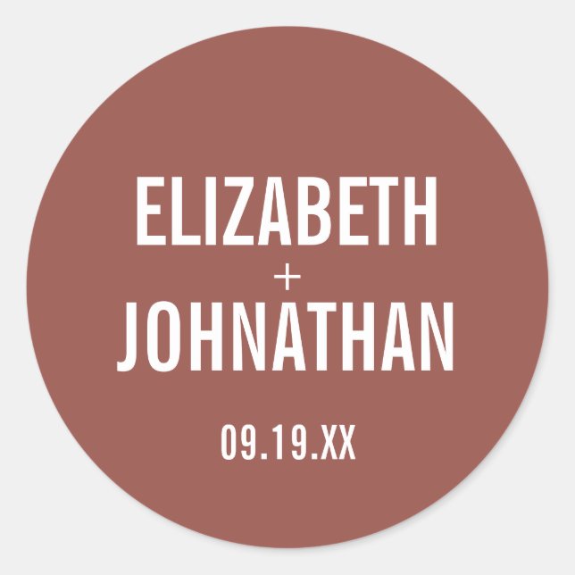 Simple Boho Typography Wedding Classic Round Sticker (Front)
