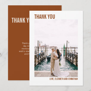 Simple Boho Typography Wedding Thank You Photo Card