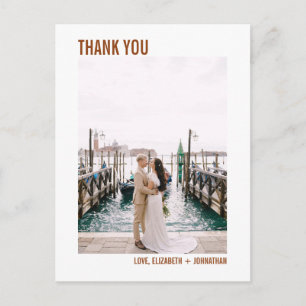 Simple Boho Typography Wedding Thank You Photo Postcard