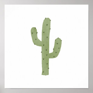 Simple Boho Watercolor Green Cactus Poster