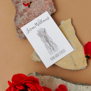 Simple Boho Wedding Hair Stylist Romantic Flower  Business Card