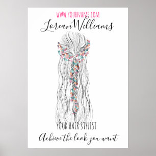 Simple Boho Wedding Hair Stylist Romantic Flower  Poster