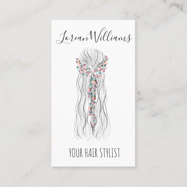 Simple Boho Wedding Hair Stylist Romantic QR Code Business Card (Front)