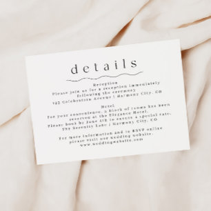Simple Boho Wedding Information Details Card