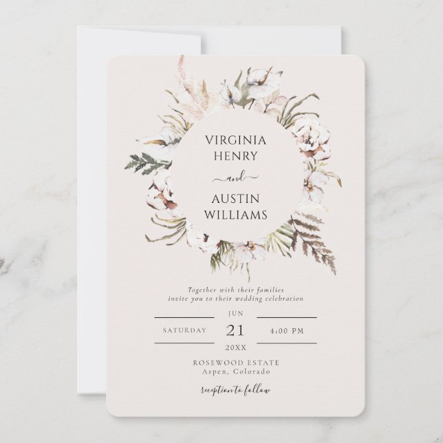 Simple Boho Wedding Invitation (Front)