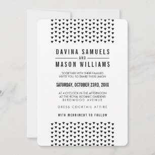 SIMPLE BOHO WEDDING modern triangle pattern black Invitation