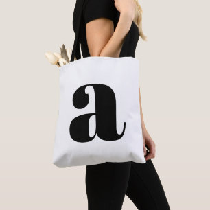 Simple Boho White Bold Retro Monogram Initial Tote Bag