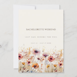 Simple Boho Wildflower Bachelorette Weekend Card