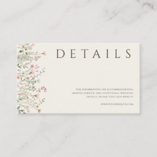 Simple Boho Wildflower Beige Details Enclosure Card