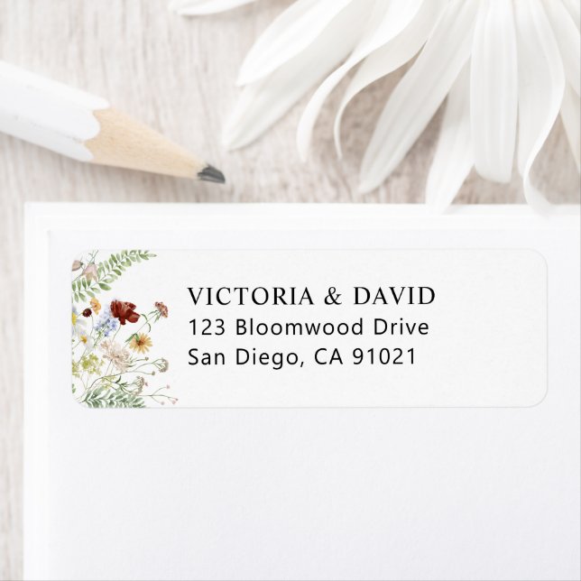 Simple Boho Wildflowers Return Address Label (Insitu)