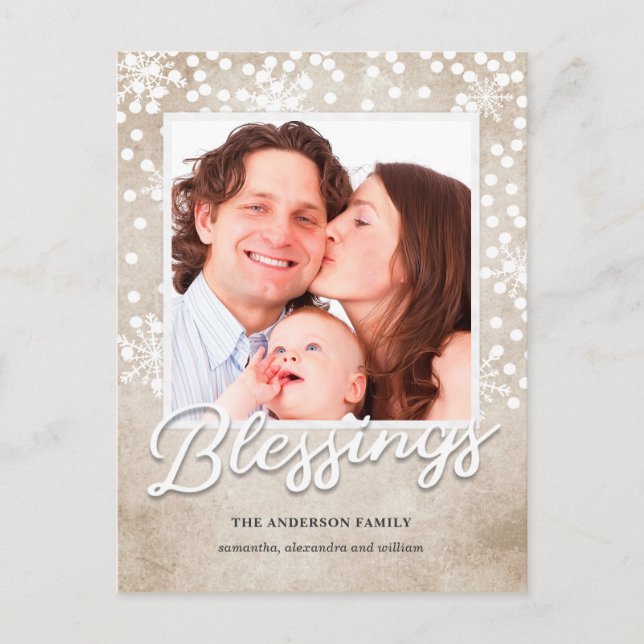 Simple Bokeh Blessings Religious Christmas Holiday Postcard (Front)