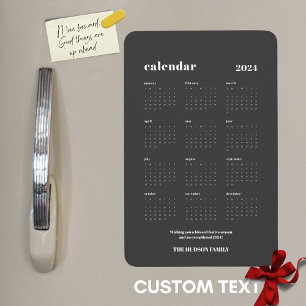 SImple Bold 2024 Dark Grey Calendar Magnet