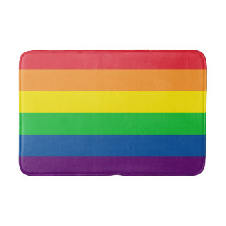 Simple Bold and Bright Vertical Rainbow Stripes Bath Mat