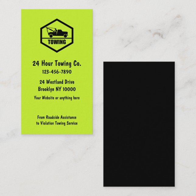 Simple Bold Automotive Towing Business Cards (Front/Back)