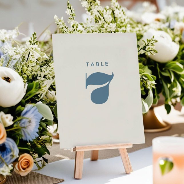 Simple Bold Blue Typography Table Number Card (Simple Bold Blue Typography Wedding Table Number Card)