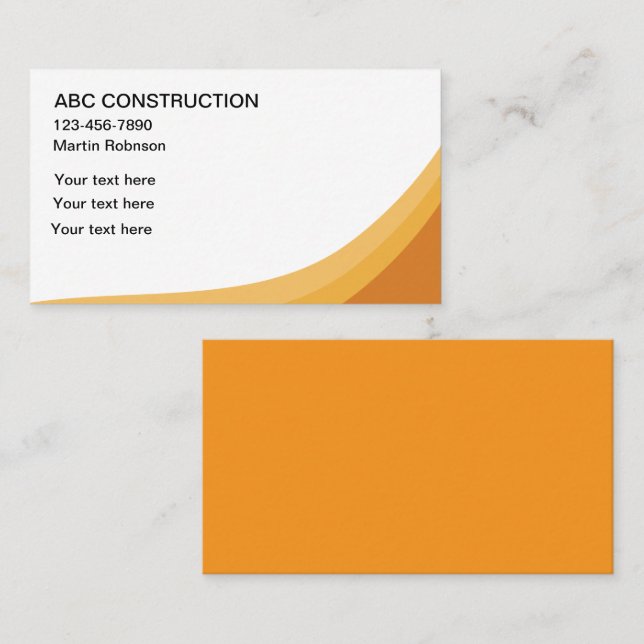 Simple Bold Construction Business Cards (Front/Back)