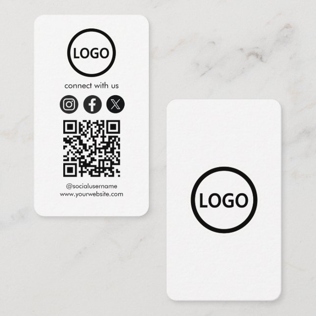 Simple Bold Custom Card Social Media QR Code (Front/Back)