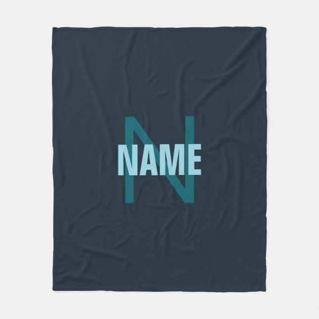 Simple Bold Customisable Monogrammed Name  Fleece Blanket (Front)