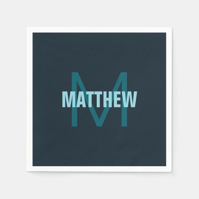 Simple Bold Customisable Monogrammed Name  Napkin (Front)
