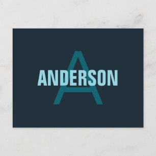 Simple Bold Customisable Monogrammed Name  Postcard