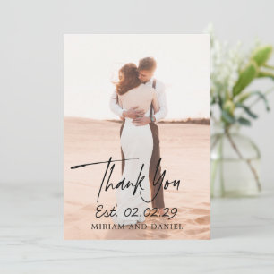 Simple Bold Date Modern Wedding Thank You Card