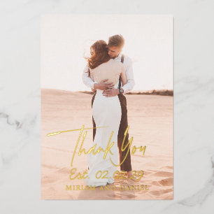 Simple Bold Date Photo Modern Wedding Thank You