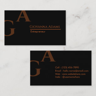 Simple Bold Deep Black Copper Modern Sophisticate Business Card