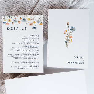 Simple Bold Elegant Floral Wedding Details Enclosure Card
