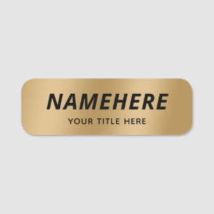 Simple Bold Faux Gold Title Safety Pin Magnetic Name Tag