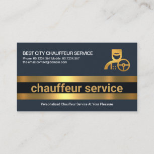 Simple Bold Gold Line Layers Professional Driver Business Card