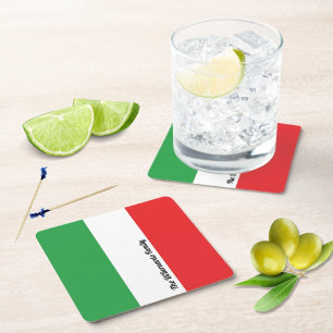 Simple Bold Italian Flag Personalised Square Paper Coaster